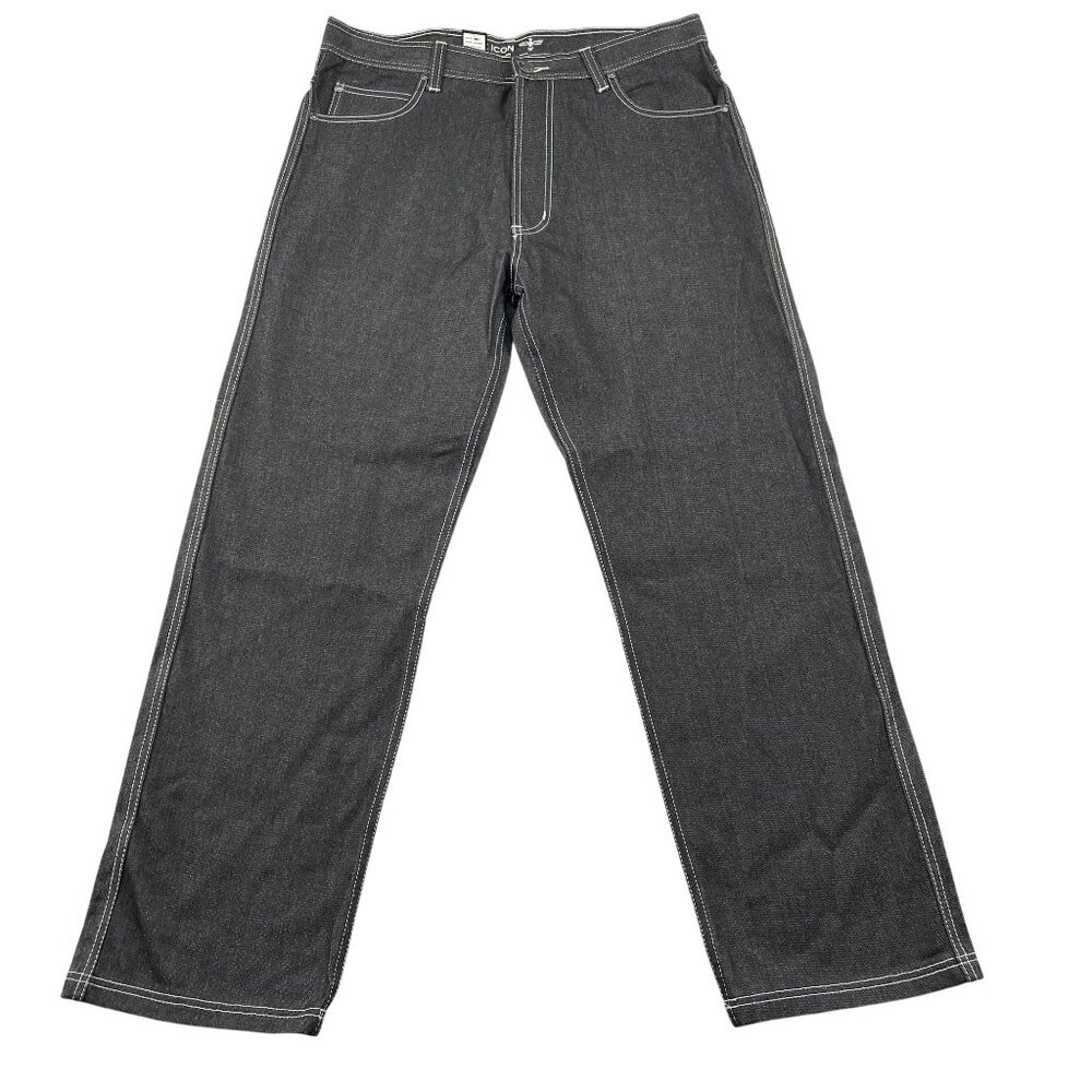 NWT RK Icon Jeans Mens 36x32 Black Premium Straight Leg‎ Loose Denim